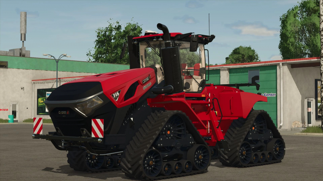 Case IH Steiger 715 tractor mod in FS25, showcased with red body and track wheels.