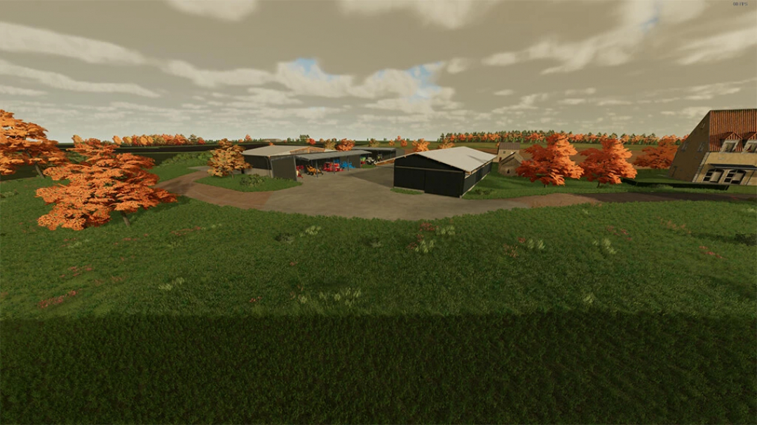 Chadlington Map v1.0.1.0 in FS22 shows a farm with autumn trees and buildings.