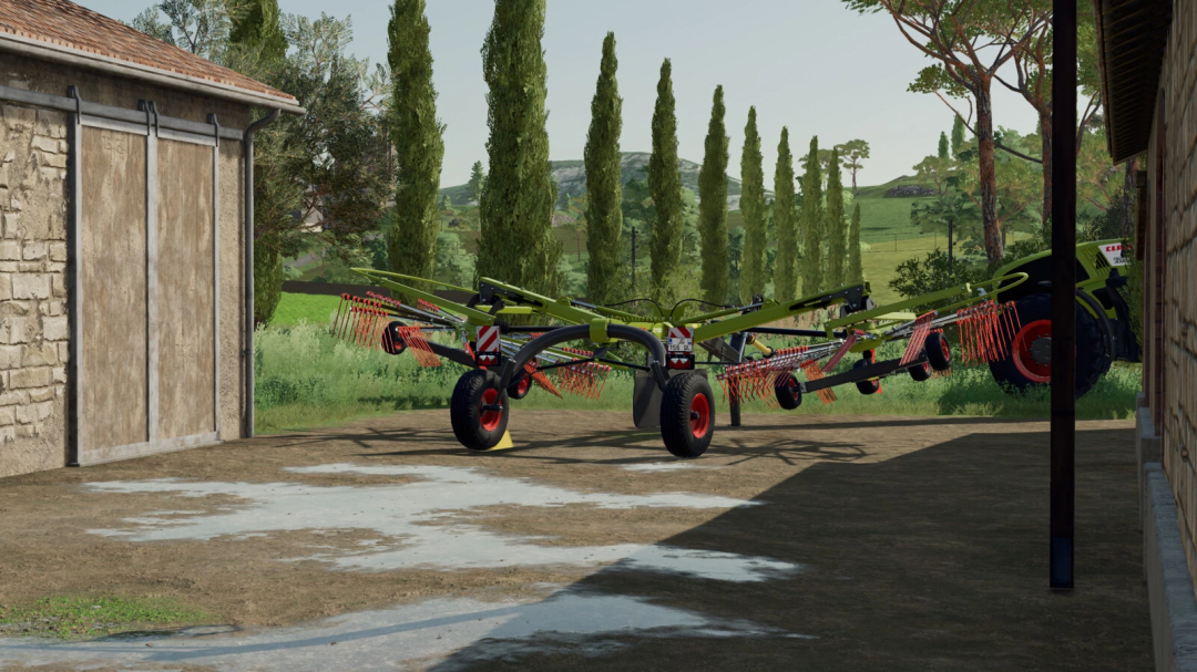 FS22 mod Claas Liner 2700 v1.0.0.0 displayed near a barn, showing farm equipment details in Farming Simulator 22.