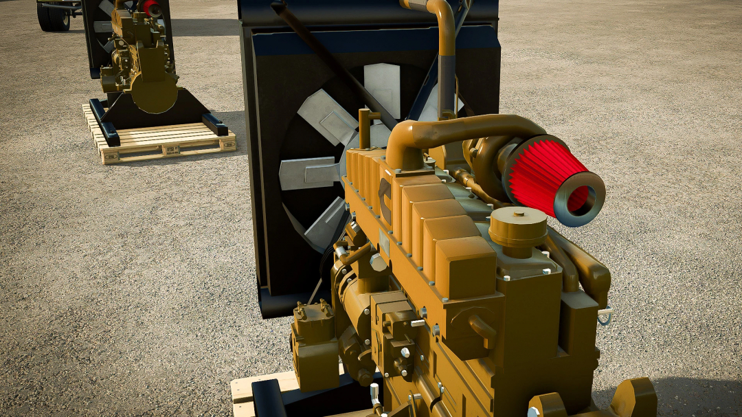 FS25 mod Cummins 855 Big Cam v1.0.0.0 engine detail, showcasing intricate design in Farming Simulator 25.