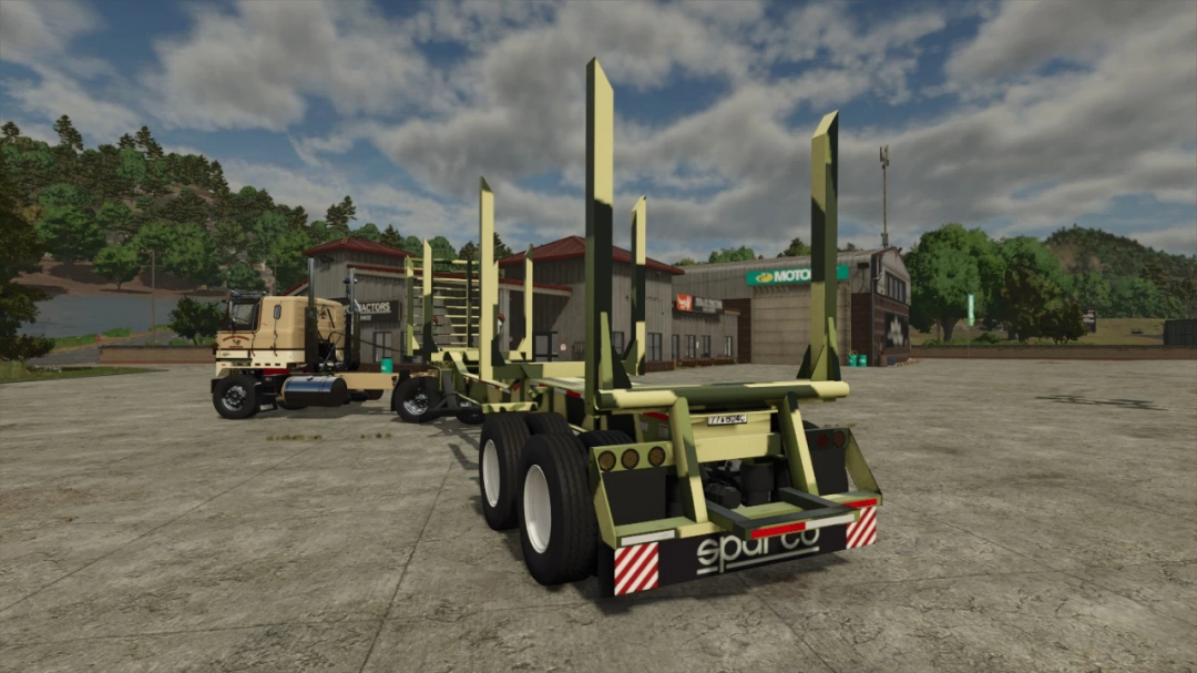 FT40 Trailer mod in FS25, showcasing a heavy-duty trailer in a farming environment.