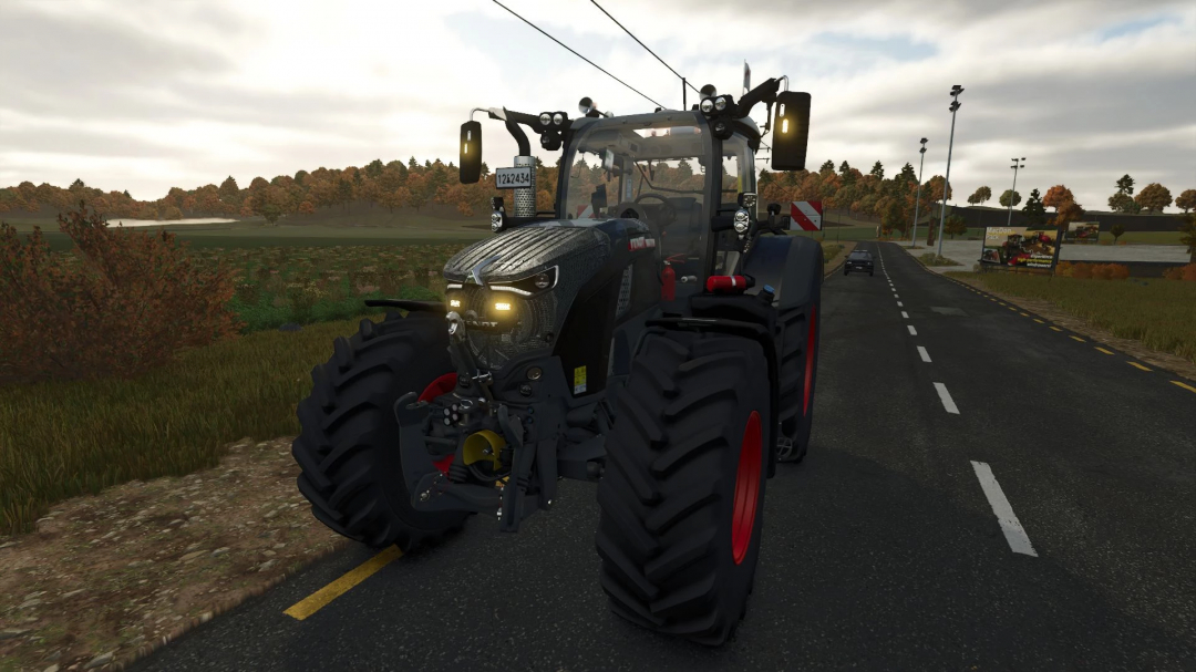 Fendt 700 Vario Edit v1.2.0.1 mod in Farming Simulator 25, showcasing a tractor on a rural road.