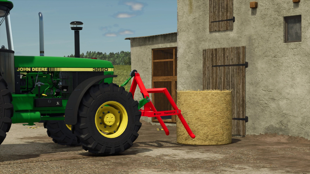 FS25 mod Gorenc Transfer Pack with tractor near hay bale