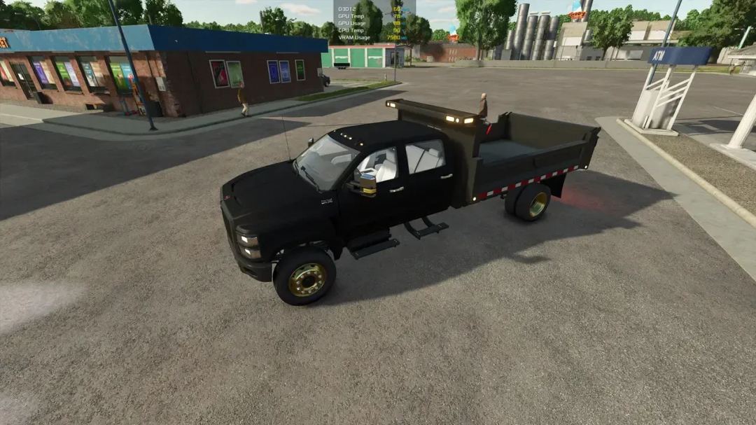 International cvSeries PBSMods Edition truck mod in FS25, featuring a black pickup with a flatbed in game setting.