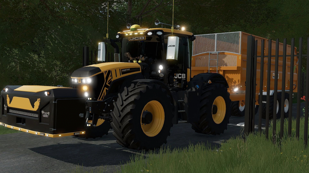 FS22 mod JCB Fastrac Edit v1.0.0.0, a detailed tractor and trailer setup in Farming Simulator 22.