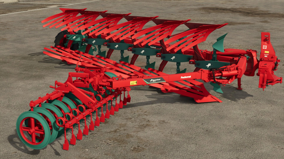 Kverneland 2500 S I Plow mod for FS25, featuring a red and green plow design for Farming Simulator 25.