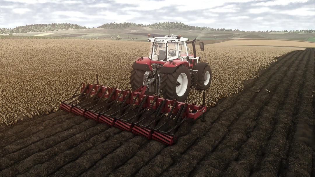 FS25 mod Lizard Lands 700 v1.0.0.0 featuring a tractor plowing a vast field.