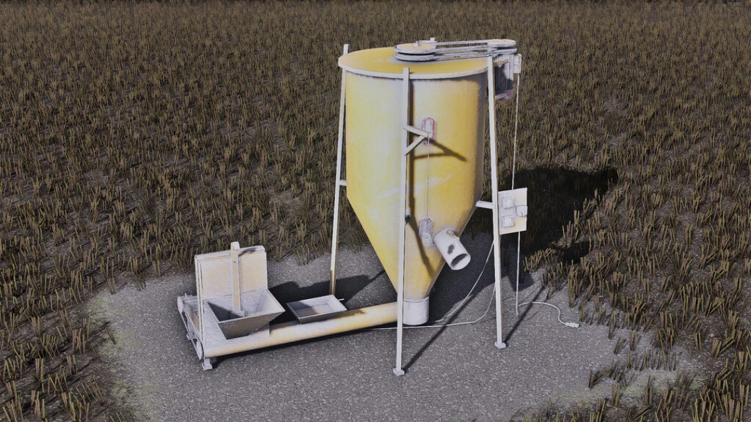 FS22 mod Lizard Mixed PIGFood v1.0.0.0 showing a yellow agricultural feed mixer in a field.