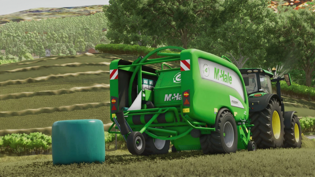 FS25 mod McHale Fusion 4 v1.0.0.0 in a field, showcased in Farming Simulator 25.