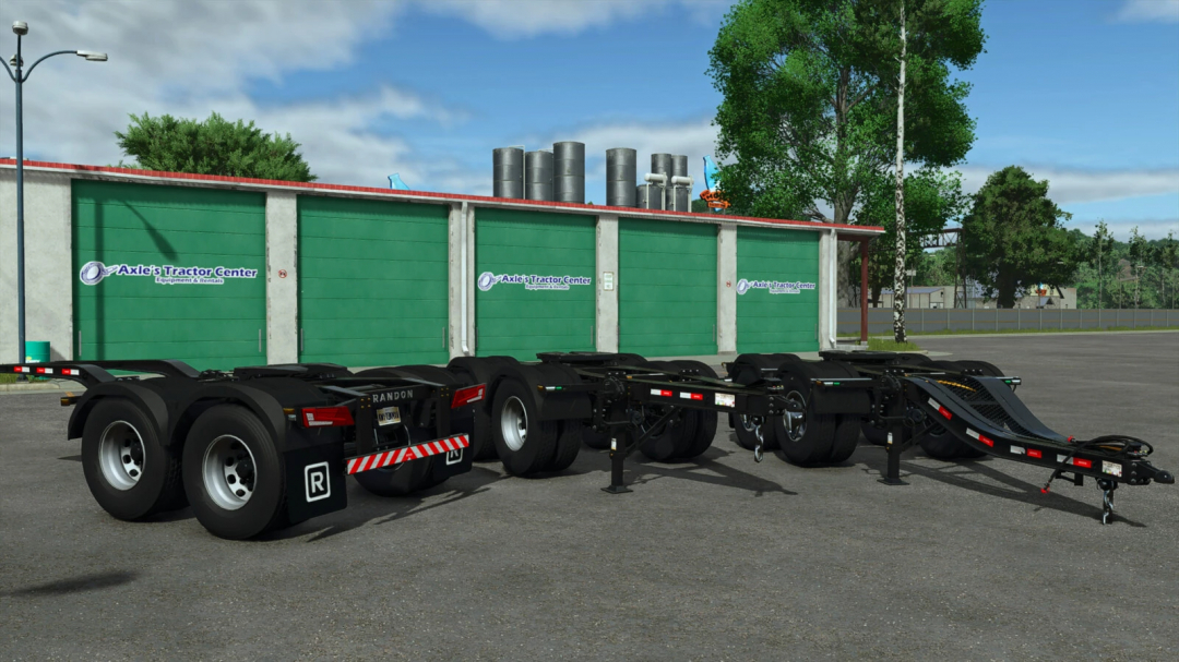 Randon Dolly v1.0.0.0 mod for FS25 displayed in front of Axle's Tractor Center in Farming Simulator 25.