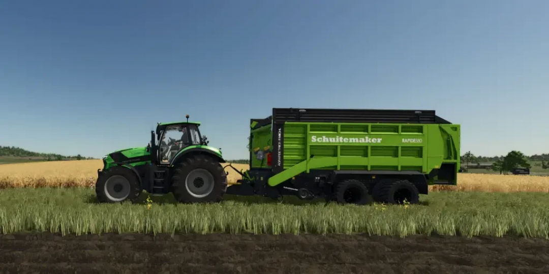 FS25 mods: Schuitemaker Rapide 580V Individual in a field scene.