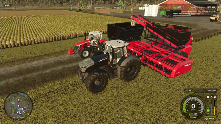 fs25-mods, FS25 mod featuring the Amity Rice Harvester v1.0.0.0 in a field, showing tractors and equipment in Farming Simulator 25.