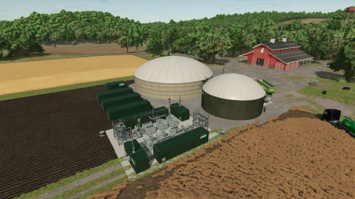 fs25-mods, FS25 mod: BGA 1500kW installation with silos and generators on a farm.