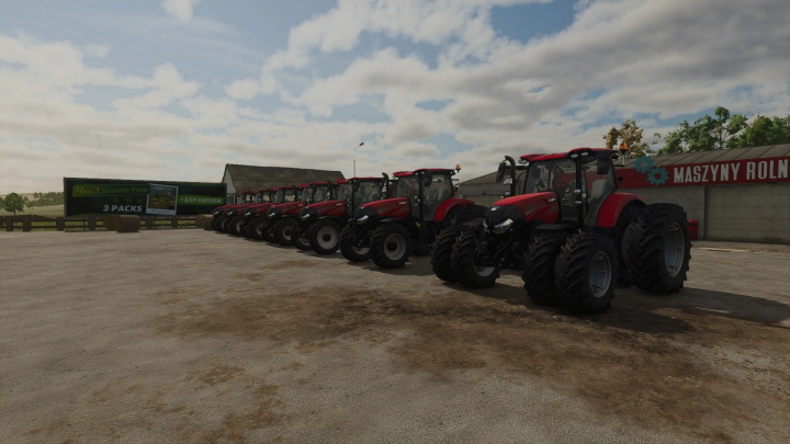 fs25-mods,  Line of Case IH Maxxum 145 CVX tractors in Farming Simulator 25 mod.