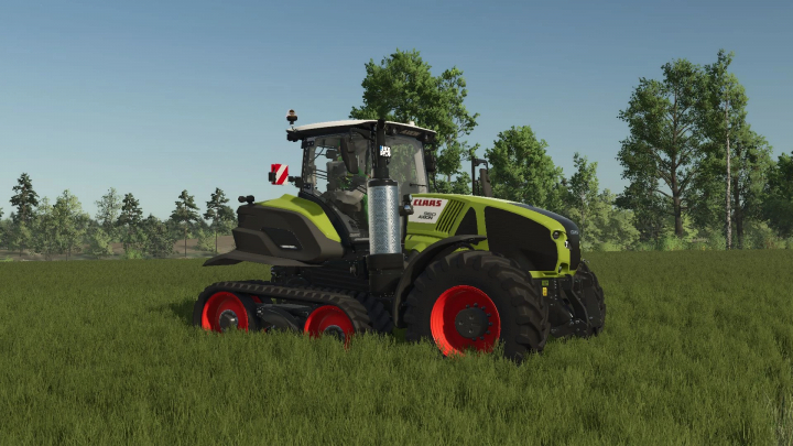 fs25-mods,  Claas Axion 960TT tractor mod in FS25, showing fields and trees in background.