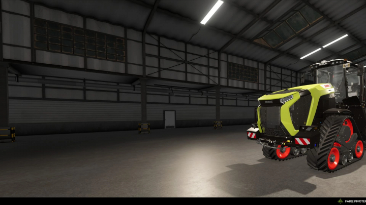 fs25-mods,  FS25 mod Claas Xerion 12 v1.0.0.0 in a spacious warehouse setting.