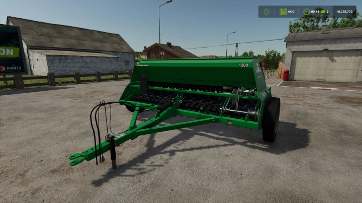 fs25-mods, FS25 GREAT PLAINS 1300F mod in Farming Simulator 25, showcasing green seed drill machinery.