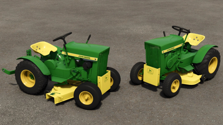 fs25-mods,  John Deere 110 and 112 Round Fender tractors in FS25 mod, showcasing classic green and yellow design.