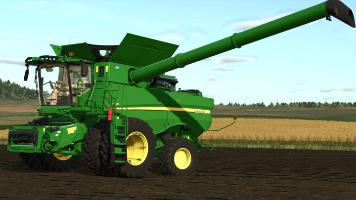 fs25-mods,  John Deere S790 mod in FS25 showcasing realistic farming equipment on a field.