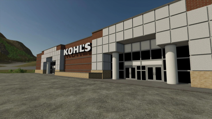 fs25-mods,  Exterior view of Kohl's building mod in FS25, showcasing modern architecture.