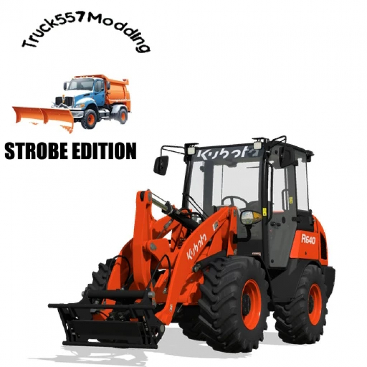 fs25-mods,  Kubota Front Loader Strobe Edit mod for FS25 with logo, enhancing gameplay with new features.