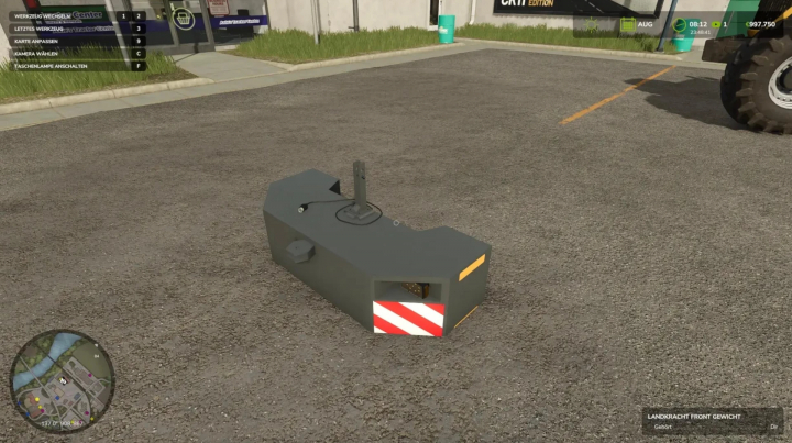 fs25-mods, Image of Landkracht Front Weight mod in FS25, showcasing its detailed design on a paved surface.