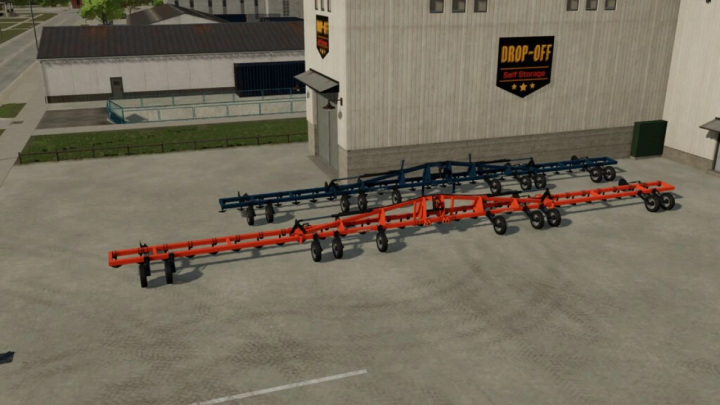 fs25-mods,  FS25 mod Lizard SM 72 / SM 82 trailers parked by storage building.