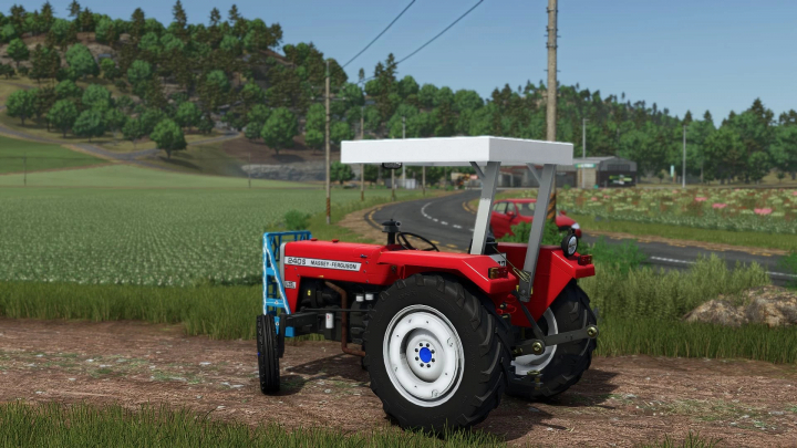 fs25-mods,  FS25 mods Massey Ferguson 240S tractor in a rural landscape.