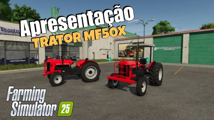 fs25-mods, Massey Ferguson 50X tractors featured in FS25 mod showcase with garage backdrop.