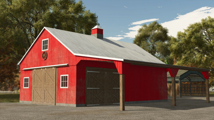 fs25-mods,  Old Wooden Barn mod for FS25 with red exterior and wooden doors, version 1.0.0.0.