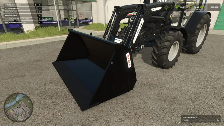 fs25-mods, FS25 mod Stoll Robust S front loader shovel attached to a tractor.