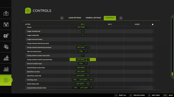 fs25-mods,  FS25 mod Universal Autoload v0.0.0.17 controls settings screen.