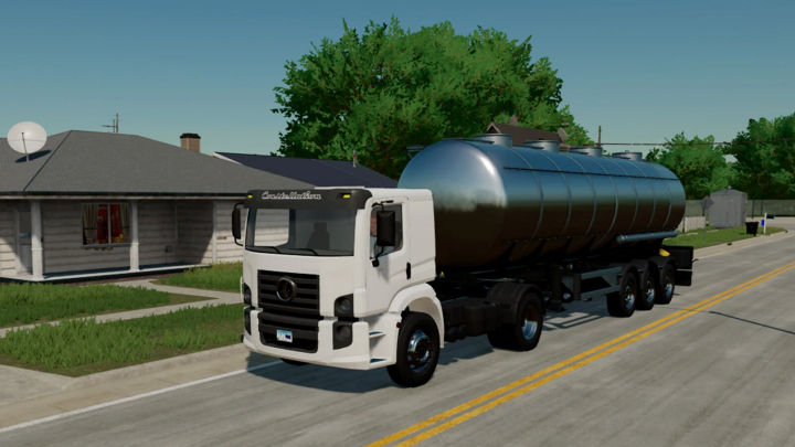 fs22-mods, VW Constellation truck mod in FS22 on a rural road