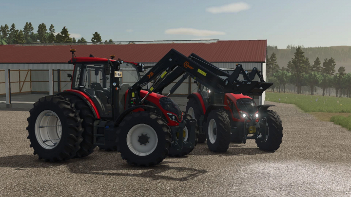 fs25-mods,  Valtra A Series tractors in FS25 mod parked on a farm.