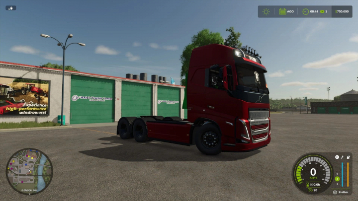 fs25-mods,  Volvo FH16 truck mod in Farming Simulator 25, parked near Axle's Tractor Center.