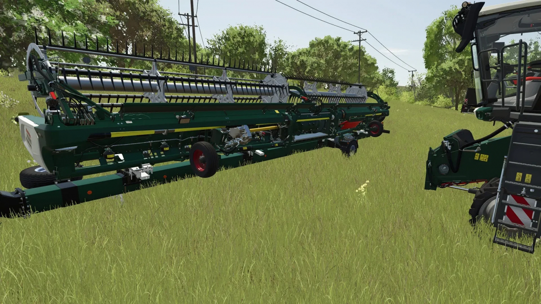 FS25 mod: CLAAS Lexion combine harvester v1.0.0.0 in a grassy field.