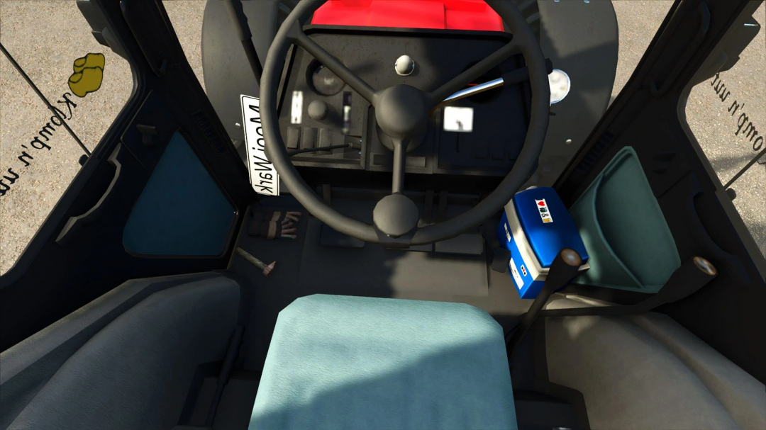 Interior of Case IH 1455XL Edit mod for Farming Simulator 25, showing detailed cockpit with steering wheel and dashboard.