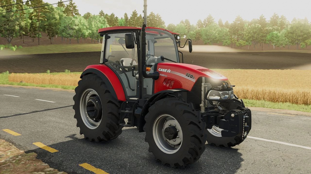 Case IH Farmall C Series tractor on a rural road in FS25 mod.