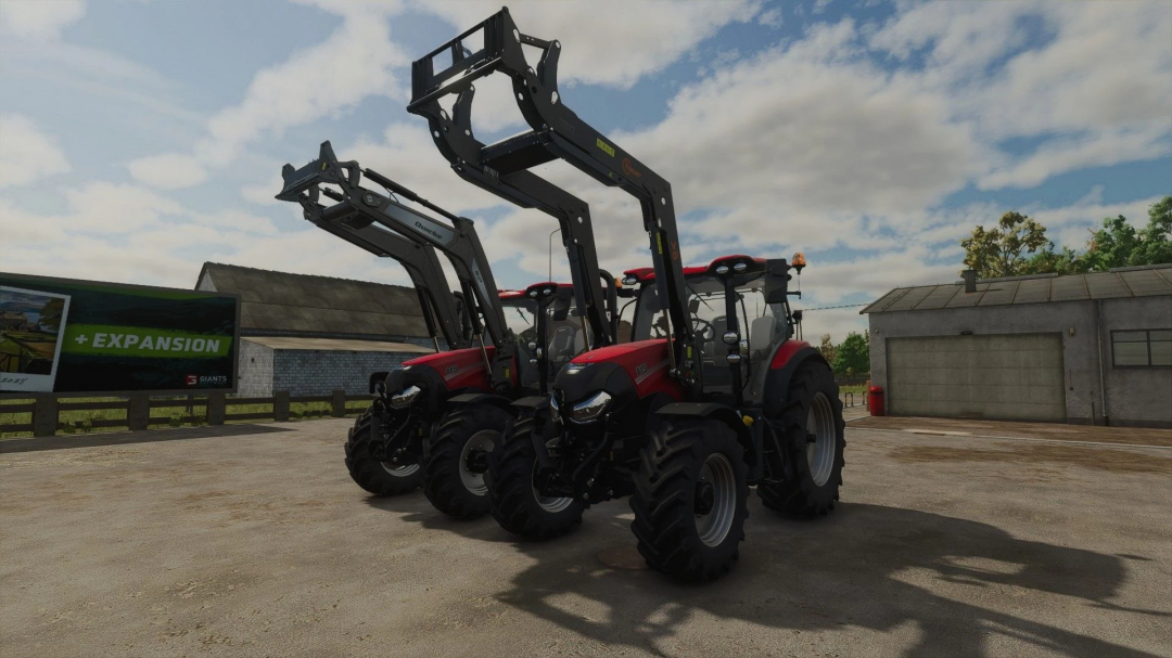 Case IH Maxxum 145 CVX tractor mod in FS25 with front loaders, showcasing farming machinery.