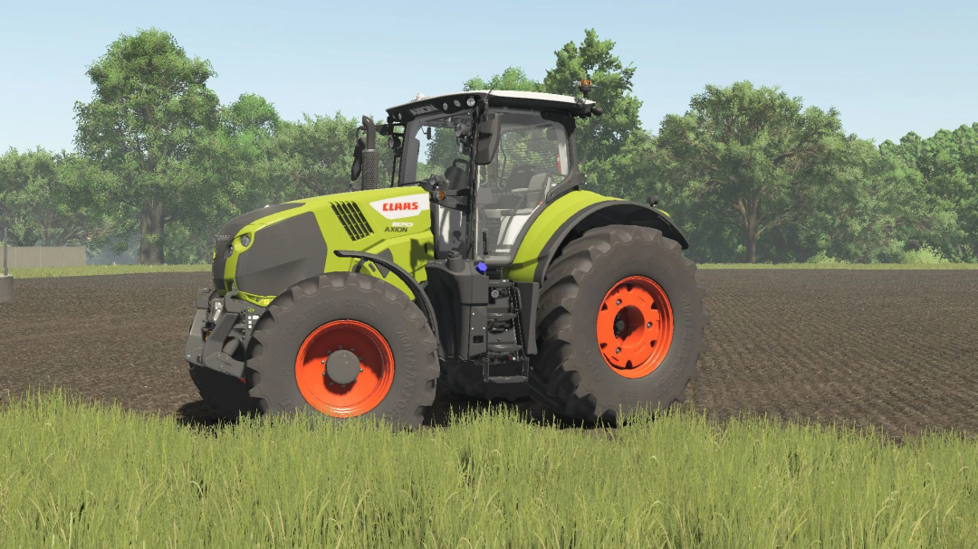 FS25 mod Claas Axion 800 tractor in field, Farming Simulator 25