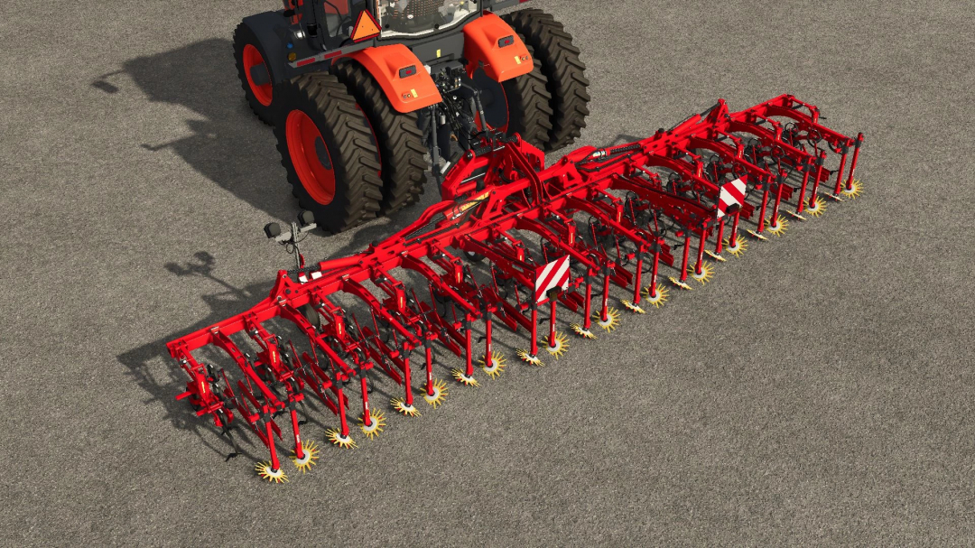 FS25 mod Einboeck Chopstar 590 Row Guard attached to tractor, Farming Simulator 25 equipment.