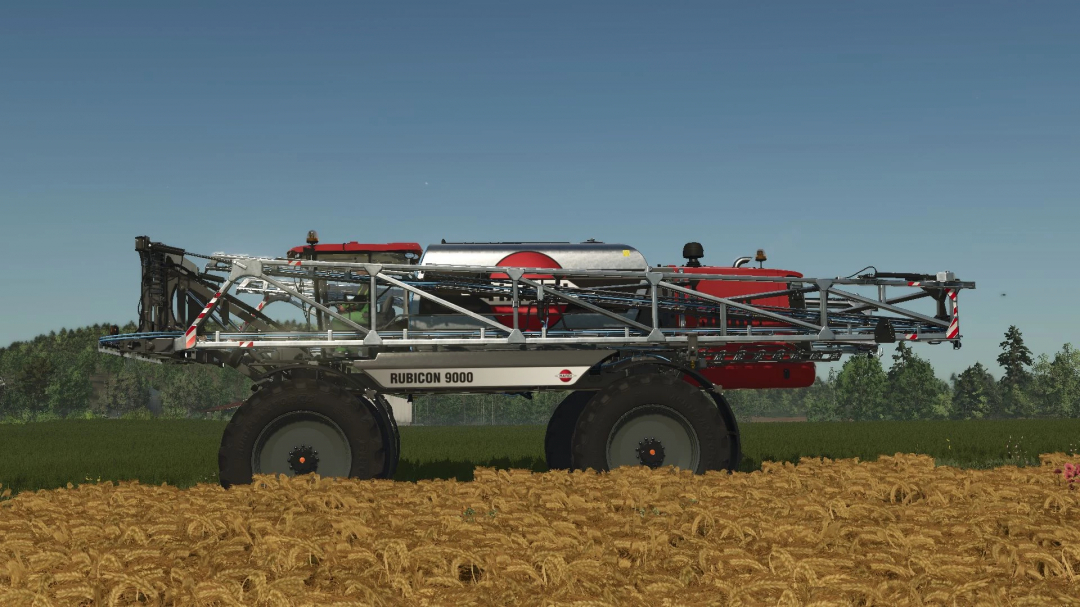 FS25 mod Hardi Rubicon 9000 sprayer in a field, Farming Simulator 25