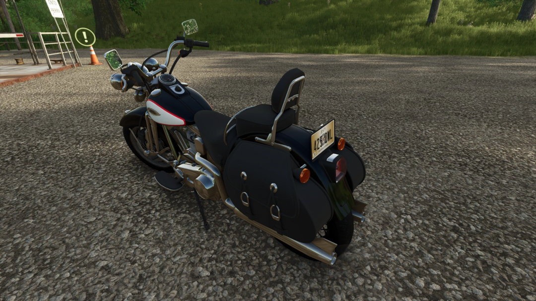 Harley-Davidson Heritage Springer 2002 mod in FS25, parked on gravel road.