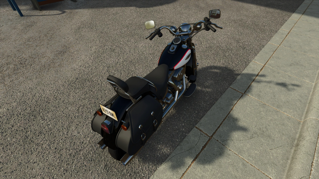 Harley-Davidson Heritage Springer 2002 mod in Farming Simulator 25, showcasing its detailed design on a paved road.