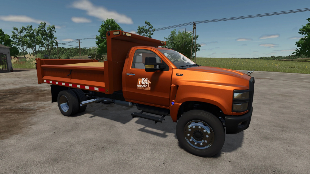 FS25 mod: Hirschfeld International CV-Series truck in a farm setting.