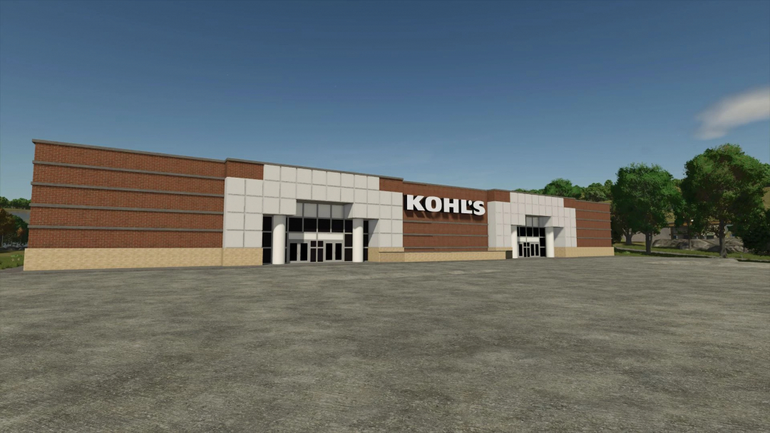 Kohl's store mod in Farming Simulator 25, featuring a realistic brick and white facade.