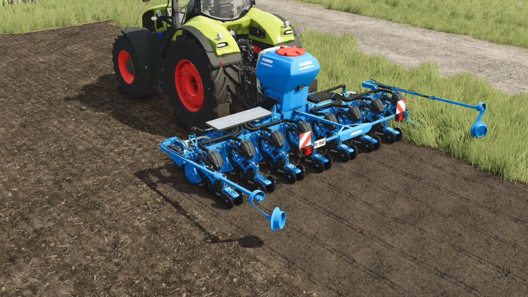 FS25 mod Lemken Azurit 9 v1.0.0.0 planting on a field in Farming Simulator 25.