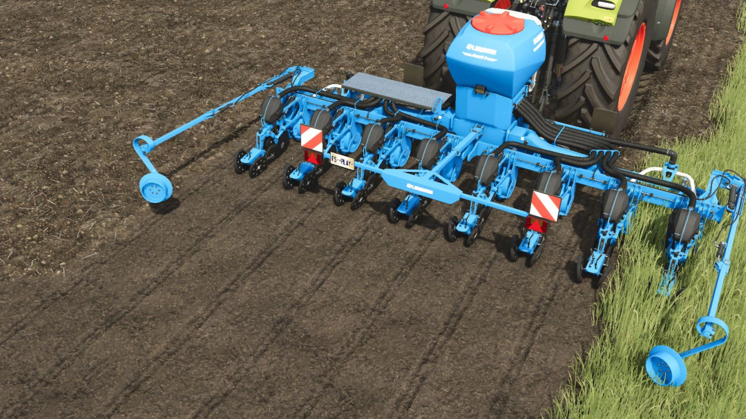 FS25 mod Lemken Azurit 9 v1.0.0.0 planter working in the field in Farming Simulator 25.