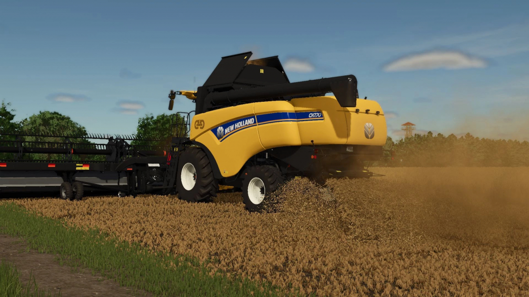 New Holland CH770 harvesting wheat in FS25 mod, Farming Simulator 25 mods.