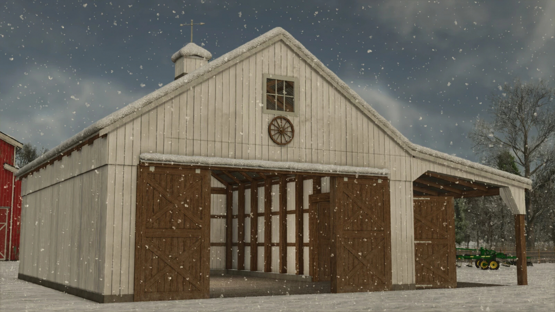 Old wooden barn in snow, FS25 mod for Farming Simulator 25.